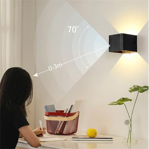 Apliques de Pared Recargables USB con Sensor de Movimiento Lámpara LED Interior Negra 2