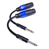 CESS-010 Speakon Female Connector To 1/4 TS Male Adapter Patch Speaker Cable 6 Inches - Female...