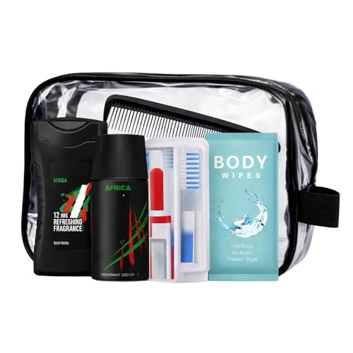 Travel Toiletries Set for Men Mini Travel Toiletry Kit Airport Friendly Mens Travel Essentials for Holiday Business Overnight Stay