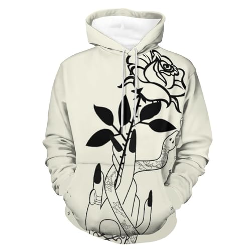 Hoodie Rose en Main Sweat à Capuche Manche Longue Pull Unisexe Homme Femme S