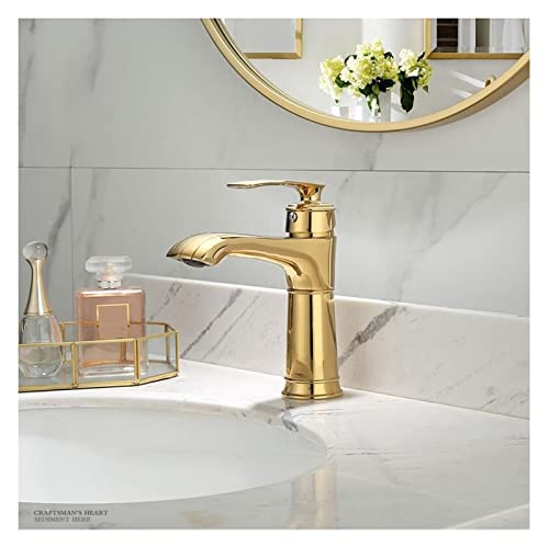 Robinet de salle de bain en or tall de qualité luxe en laiton massif