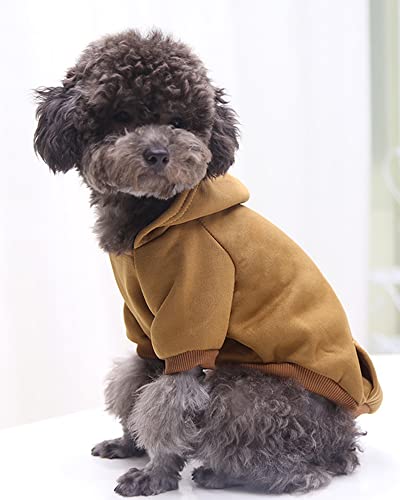 Winter Dog Coats For Small Dogs, Dog Hoodie For Small Dogs, Chihuahua Clothes, French Bulldog Clothes, Dog Clothes For Small Dogs Boy, Girl, Dog Sweatshirt. (Brown, S) #TOP2