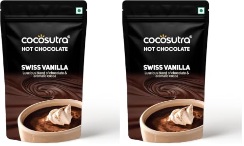 Image of Cocosutra Swiss Vanilla Drinking Chocolate Mix, 100g | Gluten Free Drinking Chocolate | Hot or Cold | Serves 5 Cups (Pack of 2)