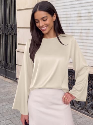 Women's Satin Bell Sleeve Shirts - image 4