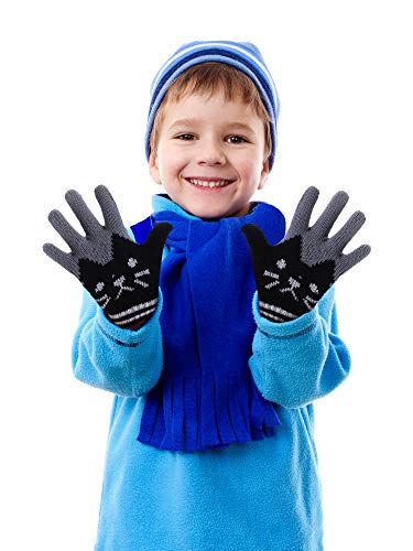 2 Pairs Kids Winter Gloves Full Finger Knitted Gloves Warm Stretchy Mittens for Boys Girls Supplies2