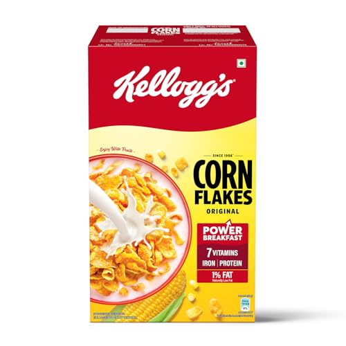 Image of Kellogg's Corn Flakes Original 475g | Power of 5: Energy, Protein, Iron, Calcium, Vitamins B1, B2, B3 & C | Corn Flakes, Breakfast Cereal | Naturally Cholestrol Free