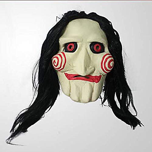 8888mall® - Masque avec perruque du personnage Jigsaw du film Saw, masque pour cosplay, Halloween