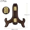 uxcell 2pcs 4 Easel Plate Holder, Wooden Folding Display Stand Brown for Decorative Picture Frame