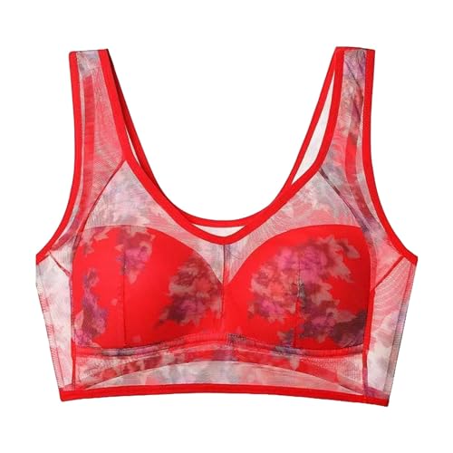 Sujetadores de alto soporte para mujer, con correa ajustable, cobertura completa, cómodos, sin aros, sin aros, sin espalda, sin espalda, rosso, 3XL