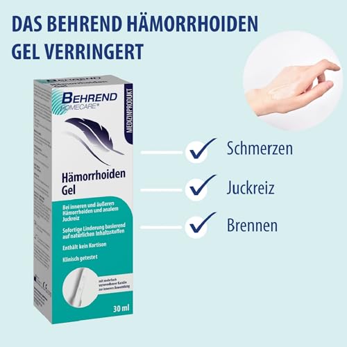 Behrend Hämorrhoiden Gel AUS NATÜRLICHEN INHALTSSTOFFEN bei inneren & äußeren Hämorrhoiden, Analjucken, Analfissuren & Proktitis – Hämorrhoiden Salbe reduziert Schmerzen, Juckreiz & Brennen
