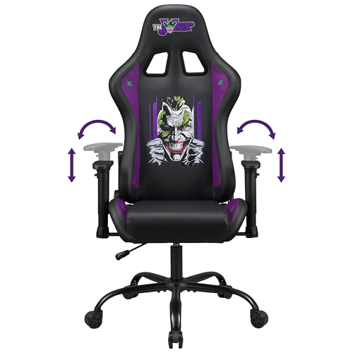 Joker - Gaming Stuhl oder Bürostuhl, Gamer Sessel für Erwachsene, Bequeme Sitzfläche, integrierte Kopfstütze, Armlehnen und Höhe verstellbar, ergonomische Rückenlehne - Schwarz.