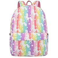 LI-LOVE Backpack for Girls Teens Kids College Middle Elementary High School Student Bookbags Rainbow Unicorn Book Bag Travel Backpacks Waterproof Laptop Back Pack