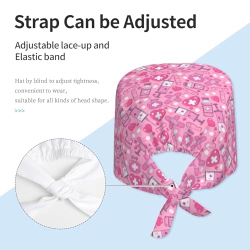 Image of Working Cap Scrub Cap with Sweatband Adjustable Unisex Tie Back Hat for Cleaning Farm Nursing