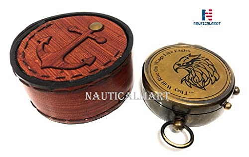 Brújula portátil de latón Nautical-Mart con estuche de cuero, regalo para Eagle Scouts miniatura 4
