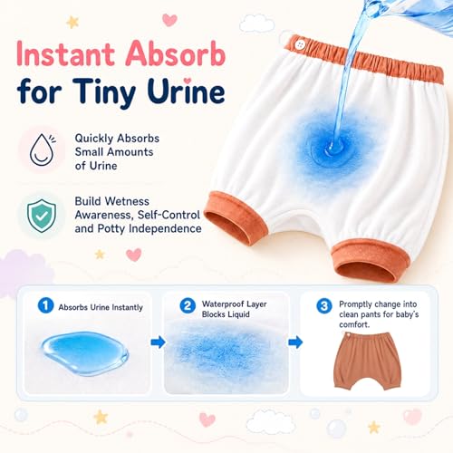 Image of MOEMOE BABY Bedwetting Diaper Pants Absorbent Potty Training Shorts 2 Pack | Reusable & Breathable for Small Accidents,2T-10Y