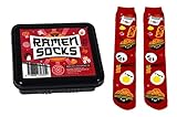 Clover Company Funny Novelty Socks - Ramen Noodles - Fun Gifts for Teenage Girls, Boys, Women, Men - Birthday, Stocking Stuffer, Secret Santa - Cute Cool Fun Weird Stuff, Red, One Size