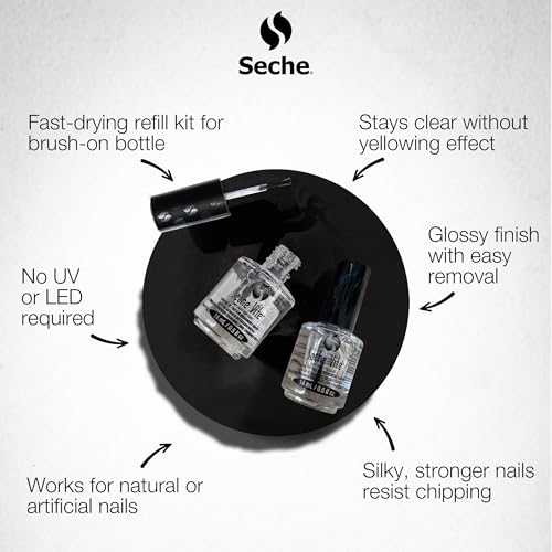 Seche Vite Dry Fast Top Coat 16oz Refill Kit, 16 oz Refill & 4 x 0.50 oz