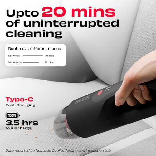 NUUK REN GO Cordless Car and Home Vacuum Cleaner | 2X More Suction, 11000 PA | 4-in-1 Functions with Air Blowing | 7 Attachments+Storage Bag | Dual Filtration with HEPA | BLDC Motor | 2 Suction Modes