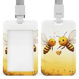 Porta badge Bee Love Honey con fessura push-pull e cordino, porta badge verticale in plastica impermeabile, portadocumenti da viaggio portatile, protezione per badge rimovibile