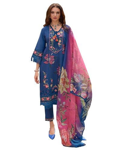 Image of INDO ERA Women's Pure Silk Kurta and Pant with Dupatta Set