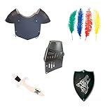 Ritterschild schwarzer Ritter brünte Kinder Holzspielzeug Set Ritterhelm schwarz Feder Brustpanzer Ritterschild schwarzer Ritter