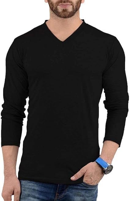 Pack of 3 Plain Long Sleeve Shirt Men - Soft Comfortable V Neck Full Sleeves Fashion Tees for Men - Image 2