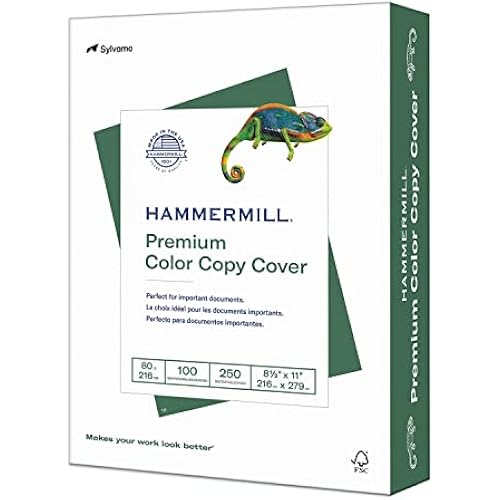 Hammermill Cardstock, Premium Color Copy, 80 lb, 8.5 x 11 - 1 Pack (250 Sheets) - 100 Bright, Made in the USA Card Stock, 120023R, White