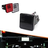 Adiil 2''Size 15-LED Brake Light Trailer Hitch Cover Fit Towing & Hauling，Smoked Lens Tow Hitch Driving & Brake Lamp (Type05)