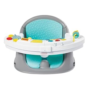 Infantino Music & Lights 3-in-1 Baby-Booster, Entdeckungssitz, Mitwachsend, Umwandelbarer Baby-Sitz, Anpassbare Größe, Interaktiver Spiel- und Snack-Tisch, Fördert die Kindesentwicklung, Farbe Blau