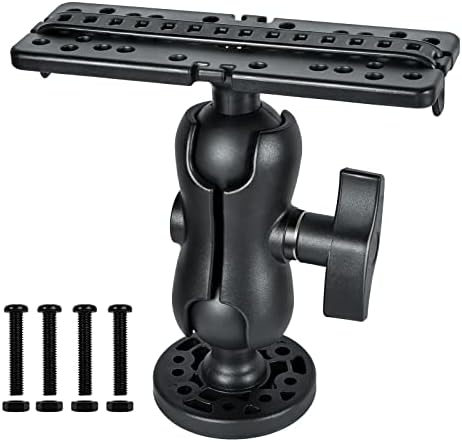 Fish Finder Mount Base, Universal 360° Rotation Ball-Mount Fish Finder Bracket, Nylon & Stainless Steel Electronic Holder for Marine Boat Kayak Pontoon Canoe Helix Garmin, 4*Srews, 4*Nuts