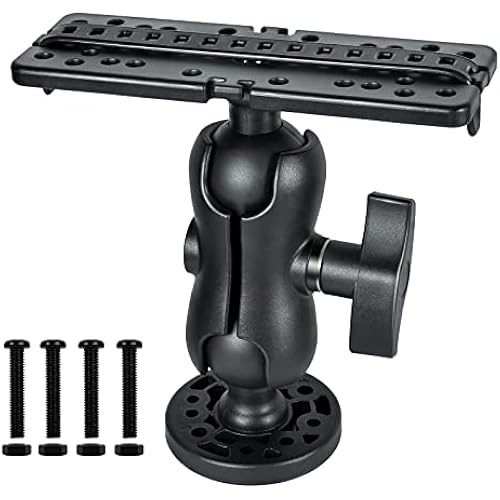 Fish Finder Mount Base, Universal 360° Rotation Ball-Mount Fish Finder Bracket, Nylon & Stainless Steel Electronic Holder for Marine Boat Kayak Pontoon Canoe Helix Garmin, 4*Srews, 4*Nuts