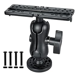 Fish Finder Mount Base, Universal 360° Rotation Ball-Mount Fish Finder Bracket, Nylon & Stainless Steel Electronic Holder for Marine Boat Kayak Pontoon Canoe Helix Garmin, 4*Srews, 4*Nuts