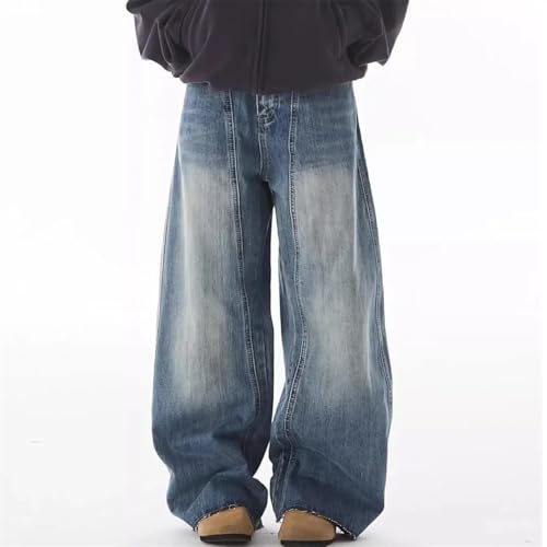 Men’S Vintage Wide Leg Jeans Mid Waist Regular Fit Denim Pants Casual Boyfriend Style with Button Jeans2