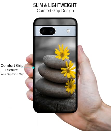 Image of Stones and Flower Design Premium 2D Printed Metal Back Case Cover for Google Pixel 7A 5G