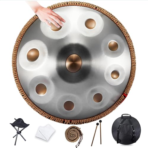 Handpan 22 pouces tambour à main acier inoxydable Ré mineur avec stand