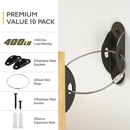 Furniture Anchors (10 Pack) Anti Tip Furniture Straps For Baby Proofing, 400Lbs Tension Earthquake Resistant Metal Straps, Furniture Wall Anchor Prevent Baby Pet From Falling Furniture #TOP7