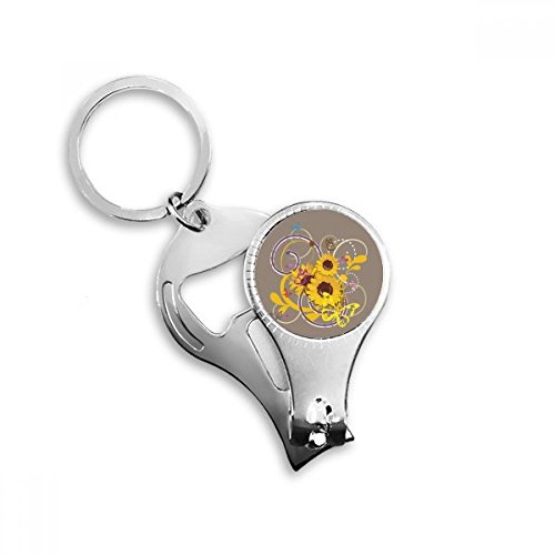 Coupe-ongles décapsuleur tournesol avec porte-clés intégré pour un usage quotidien