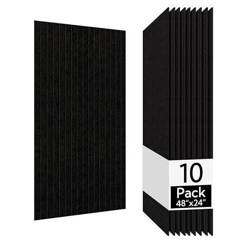 Olanglab Paneles de pared decorativos grandes, 47 x 23 x 0.35 pulgadas por panel, paquete de 10 paneles acústicos para decoración de paredes interiores, tratamiento acústico para estudio en casa y