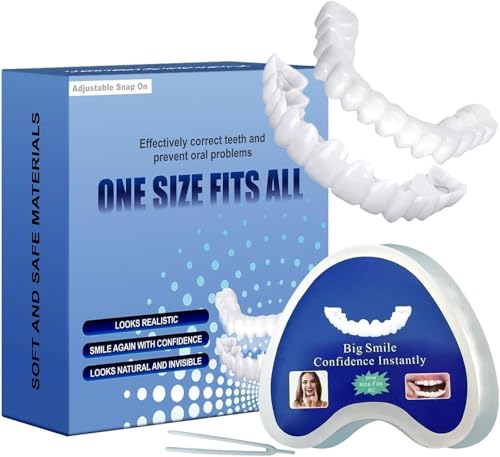 AegisKnetic False Teeth Set for Adults, Instant Veneers Dentures Fake Teeth Braces Whitening Cosmetic Tooth Covering Snap on Smile Teeth Cosmetic Veneers Teeth Temporary Dentures Top and Bottom