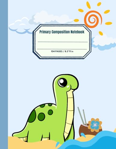 Happy Dinosaur - Dino Primary Composition Notebook Half Page: Grades K-2 School Exercise Book