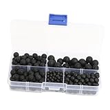 Gadpiparty 300 Stück Teiliges Schwarze Vulkanstein Perlen Natürliche Runde Schmuckperlen zum...