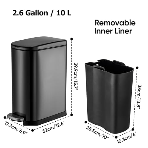 Caneca de basura rectangular acero inoxidable 10 L miniatura 6