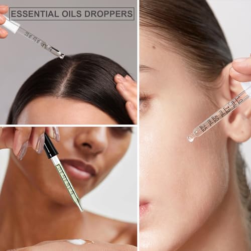 Image of 10 Pcs Eye Dropper with Durable Rubber Head, 1ml Glass Dropper, Liquid Droppers for Oils, Eye Droppers for Medicine, Precise Pipette Droppers for crafts, Essential Oil, Food