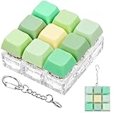 Keyboard Fidget Toy Clicker Fidget Keychain, 9-in-1 Stress Relief Desk Toys Decompression Button Keyboard with Removable Keycaps, Anxiety Relief Valentine's Day Gifts (5 Color-Mix Green Yellow)
