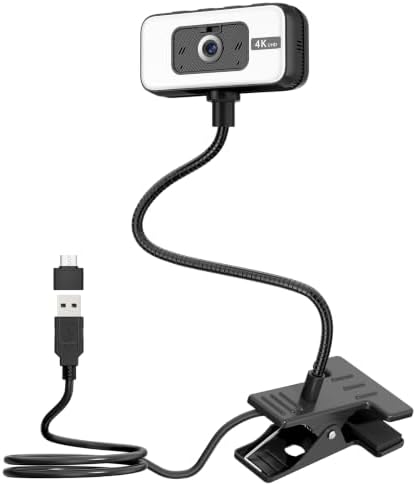 Danyesth Webcam 4K, Phasendetektions-Autofokus PC Kamera mit Mikrofon | Auto-Lichtausgleich, USB Plug & Play, 80°-Sichtfeld, Abdeckblende für Microsoft Teams, Google Meet, Zoom, St