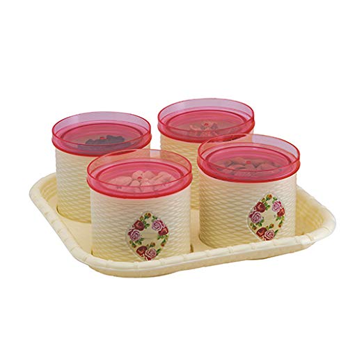 4 Pcs Set Zeal Dry Fruit Box, Air Tight Silicon Rubber with One Tray, Golden