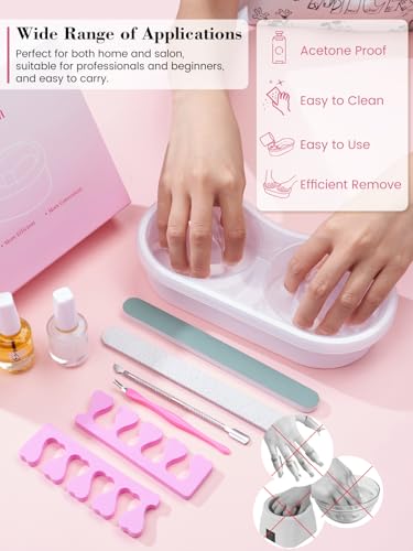 Deciniee Nail Soak off Bowl Set - Gel Polish/Acetone Acrylic Nail Remover Kit with Cuticle Oil & Cuticle Peeler & Pusher - Nail File Buffer Set - Nail Soak Off Bowl for Manicure & Dip Powder Removal - Image 5