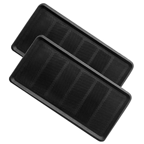 IRONGATE Heavy Duty Big Foot Boot Tray - Set of 2 Indoor/Outdoor Use 100% Rubber All Weather Shoe Mat - Multi-Purpose Entryway/Garage/Pet Feeding/Painting Project Clean Ups - 16x32 - Black