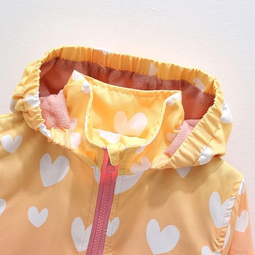 Beessbest Girls Rain Jackets Waterproof Hooded Fleece Lined Raincoats Cartoon Print Lightweight Windbreakers for Kids4