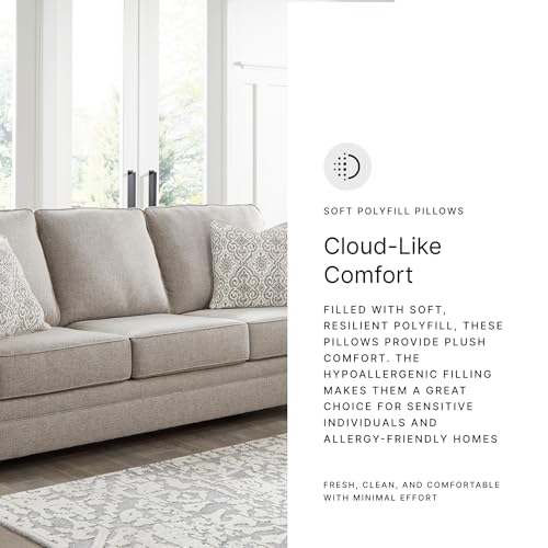 Signature Design by Ashley Gaelon Transitional 2-in-1 Sofa Sleeper with Folding Gel Memory Foam Mattress, Nailheads and 2 Accent Pillows, Queen, Beige - Image 15